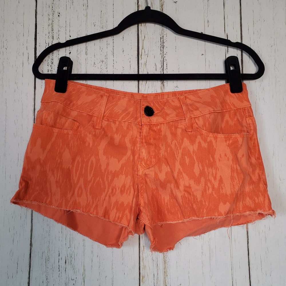 Black Orchid Orange Star Cutoff Denim Shorts
